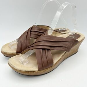 Dansko Neeci Earth Nappa Women's Size 39‎ EU Brown Leather Sandals Wedge